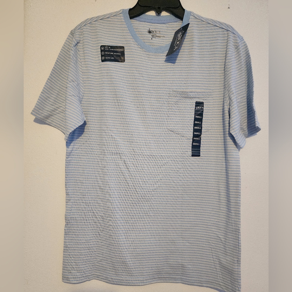 Men's Boca Classics Light Blue Striped Tee